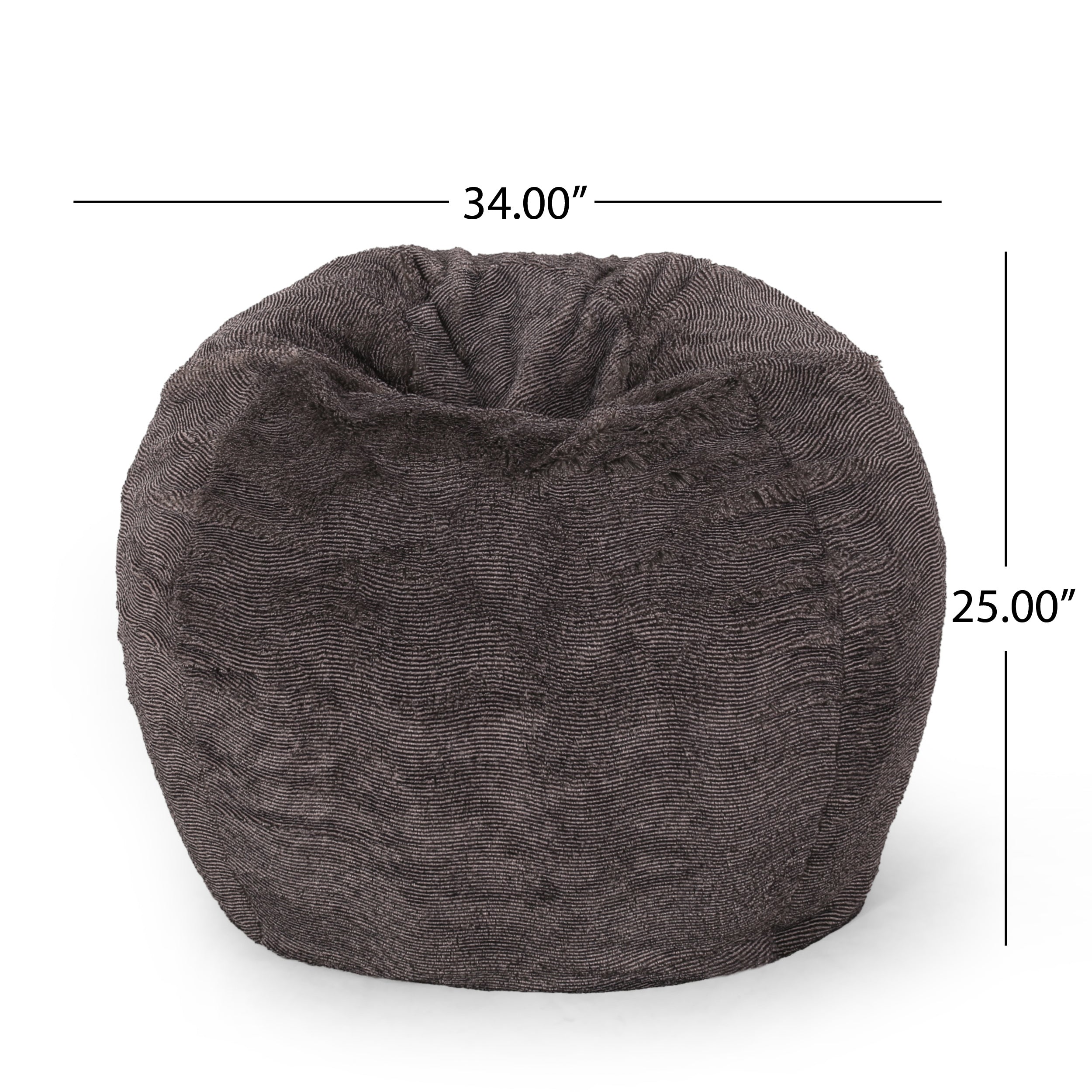 Vida 3 Foot Rounded Faux Fur Bean Bag, Brown/Beige