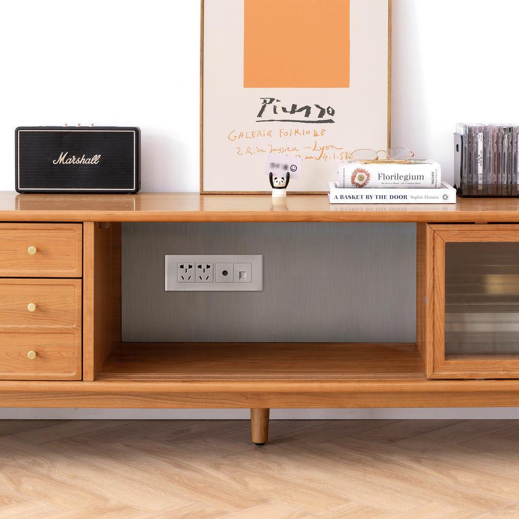 North America FAS Grade Solid Cherry Wood TV Cabinet