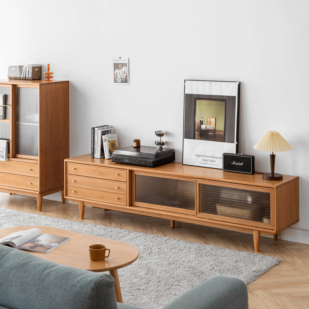 North America FAS Grade Solid Cherry Wood TV Cabinet
