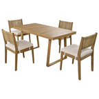 U_Style Multi-Person Outdoor Acacia Wood Dining Table and Chair Set