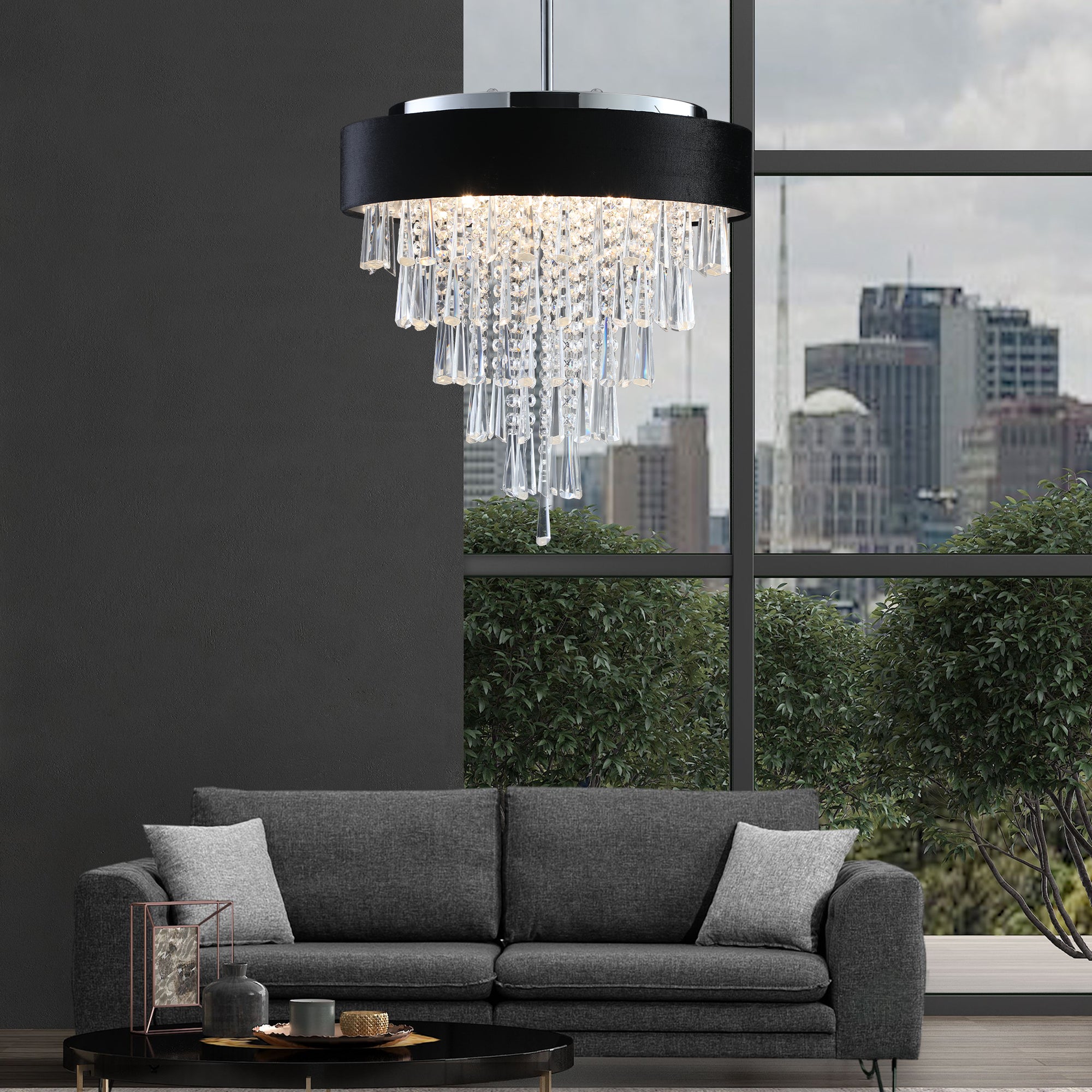18-inch Modern Crystal Chandelier with Adjustable Height
