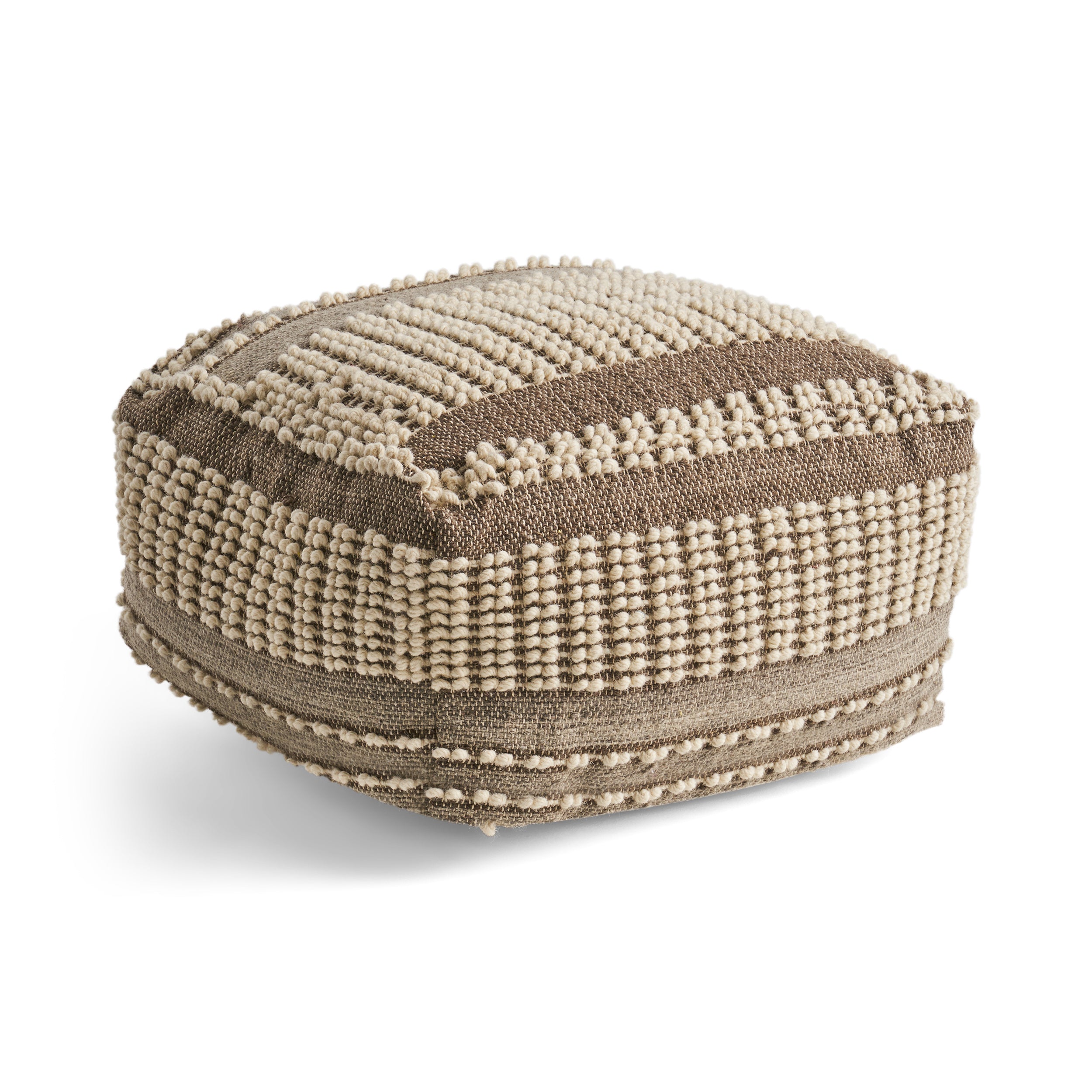 Rustic Wool and Cotton Large Pouf