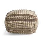 Rustic Wool and Cotton Large Pouf