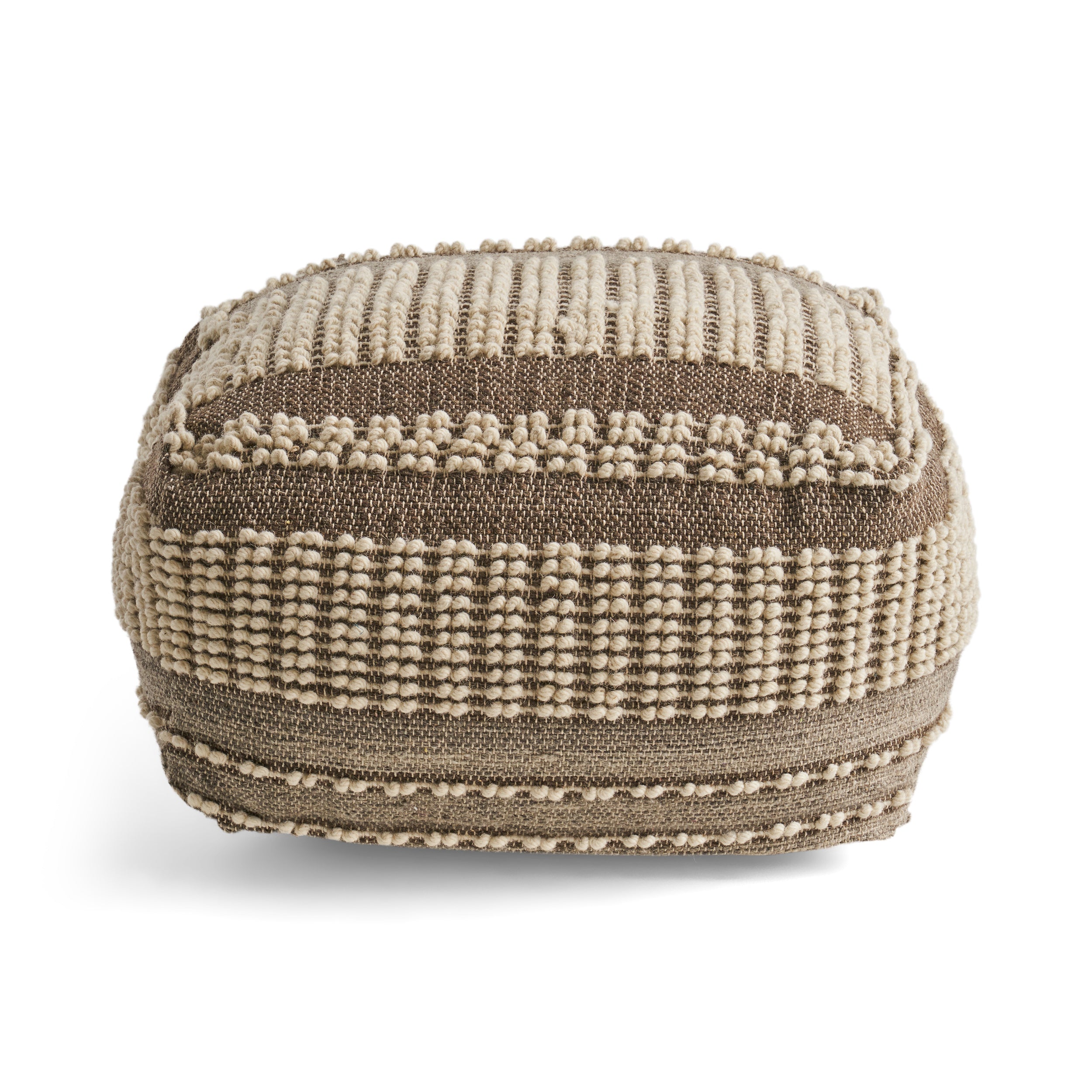 Rustic Wool and Cotton Large Pouf