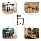 Gray Set of 2 Hand Weave Bar Stools with Back