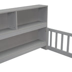 Full Floor Bed With Side Bookcase, Shelves & Guardrails