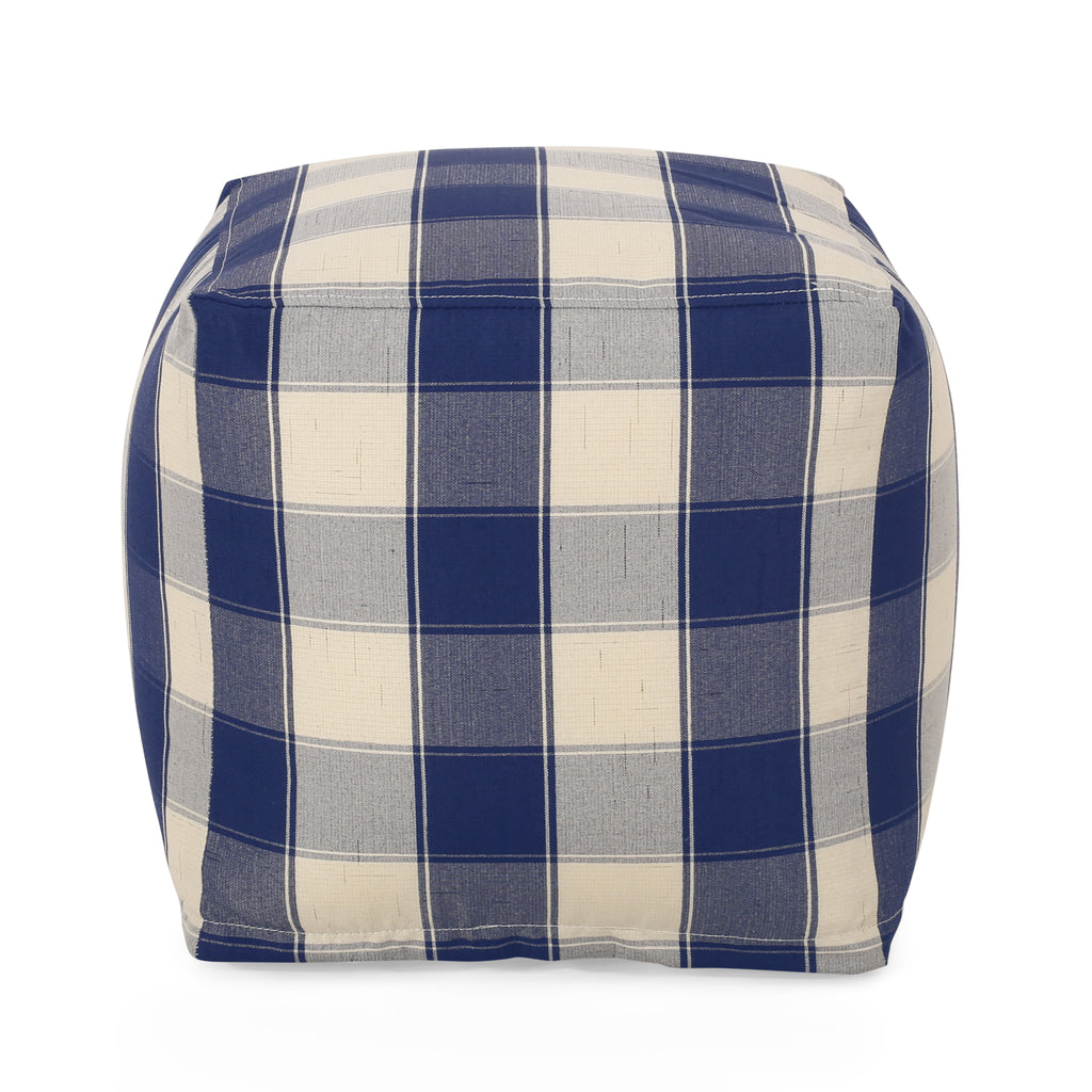 Connor Checkered Square Pouf