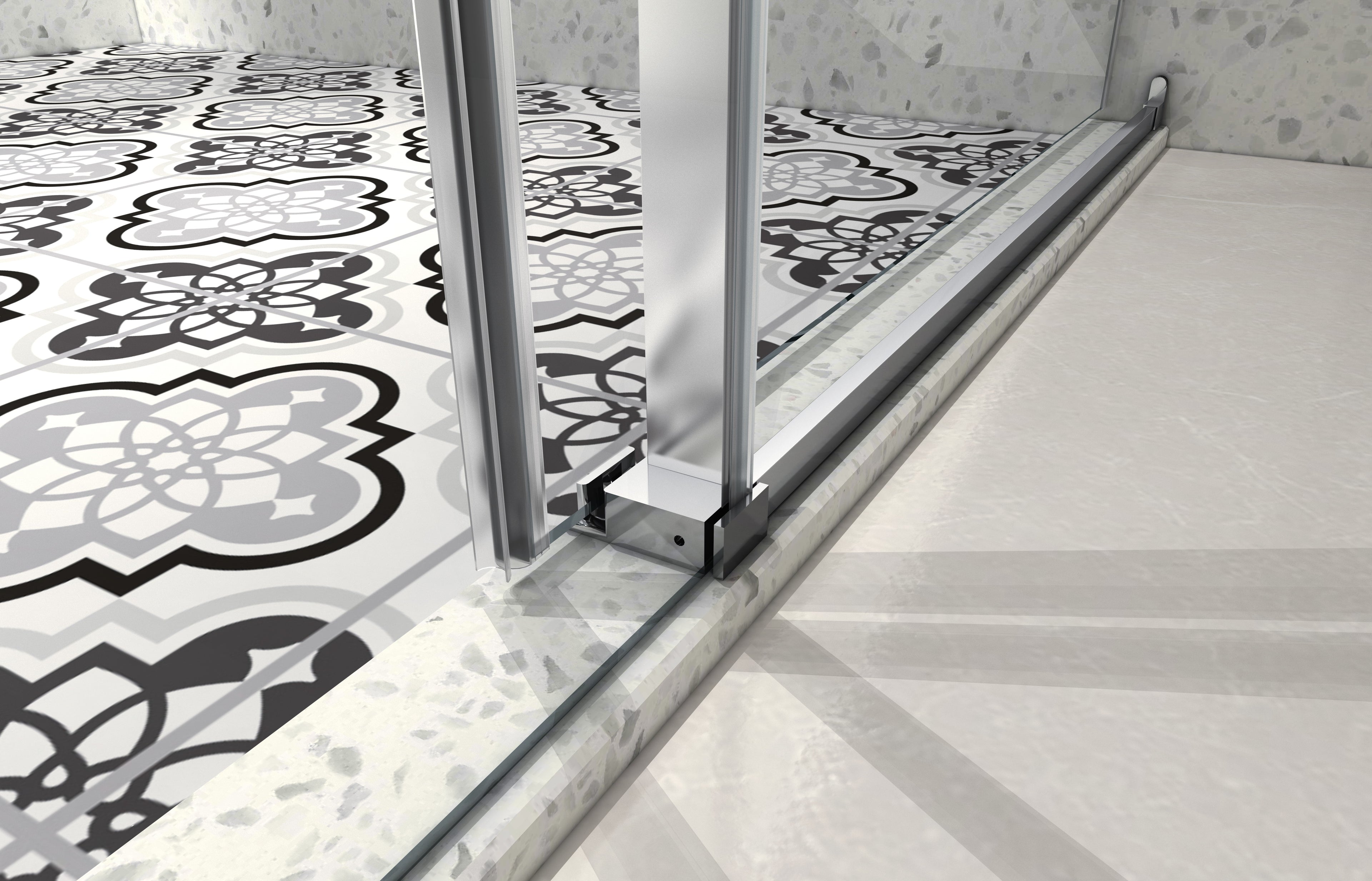 Brushed Nickel Frameless Shower Door