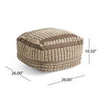 Rustic Wool and Cotton Large Pouf
