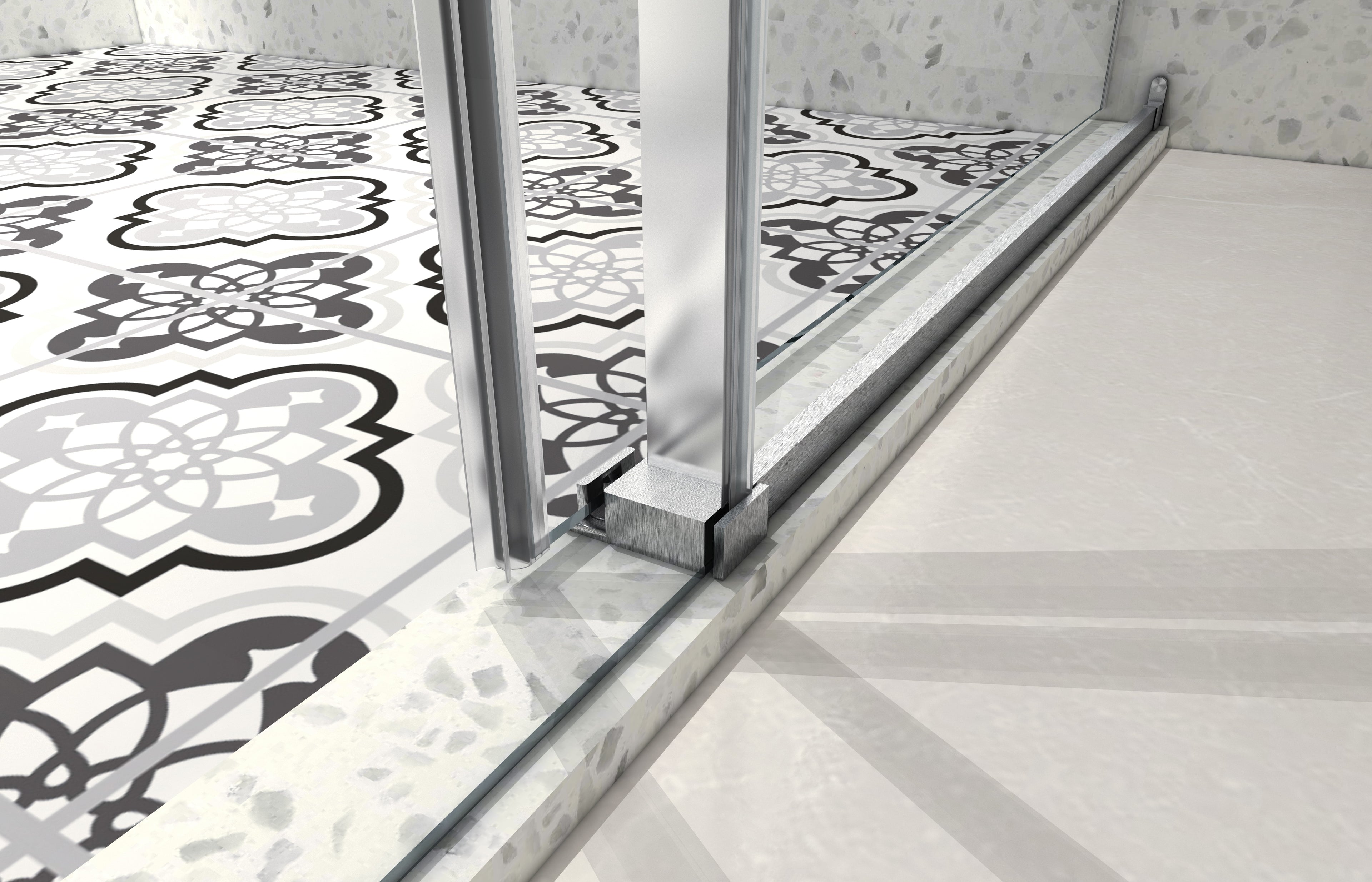 Brushed Nickel Frameless Shower Door