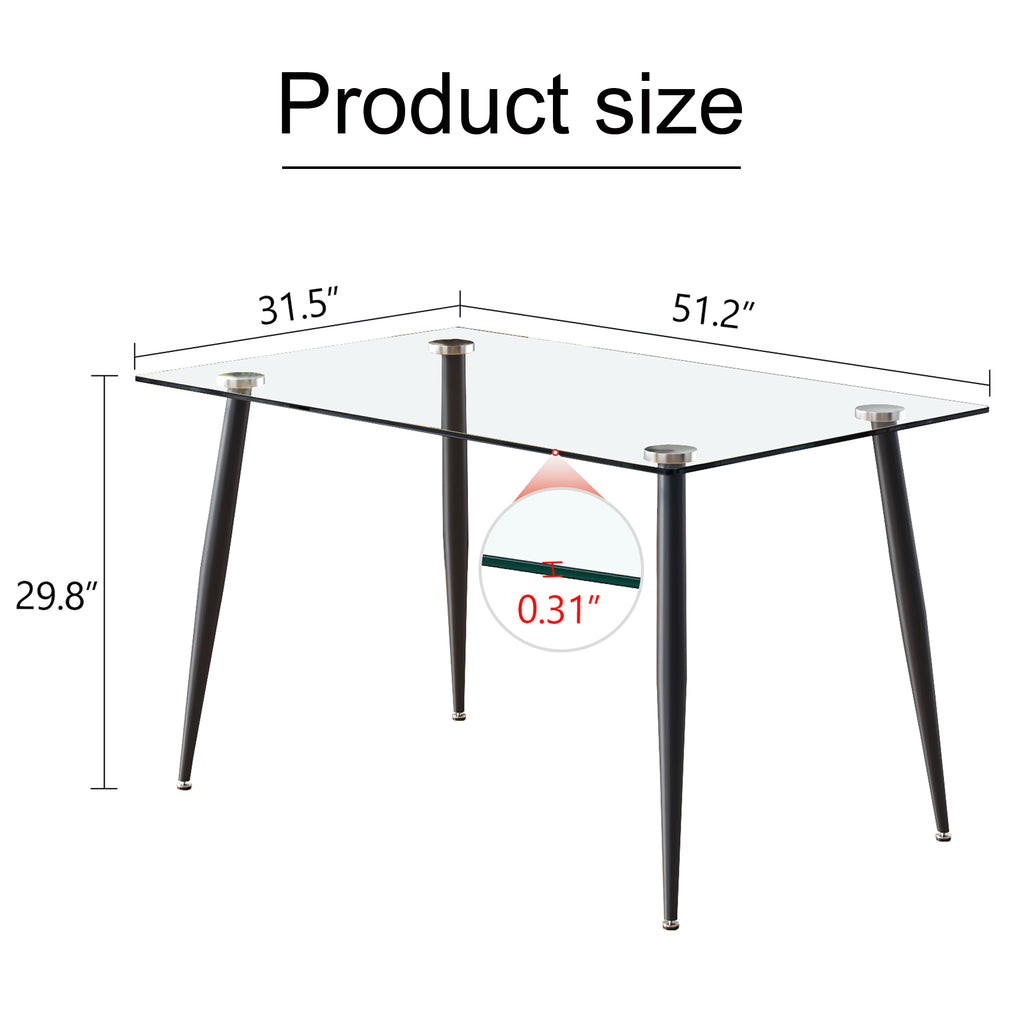 Modern Rectangular Glass Dining Table