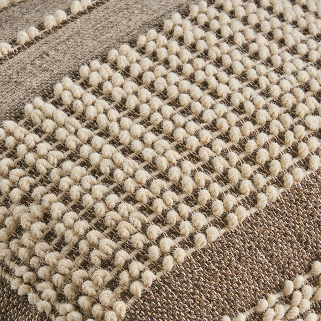 Rustic Wool and Cotton Large Pouf