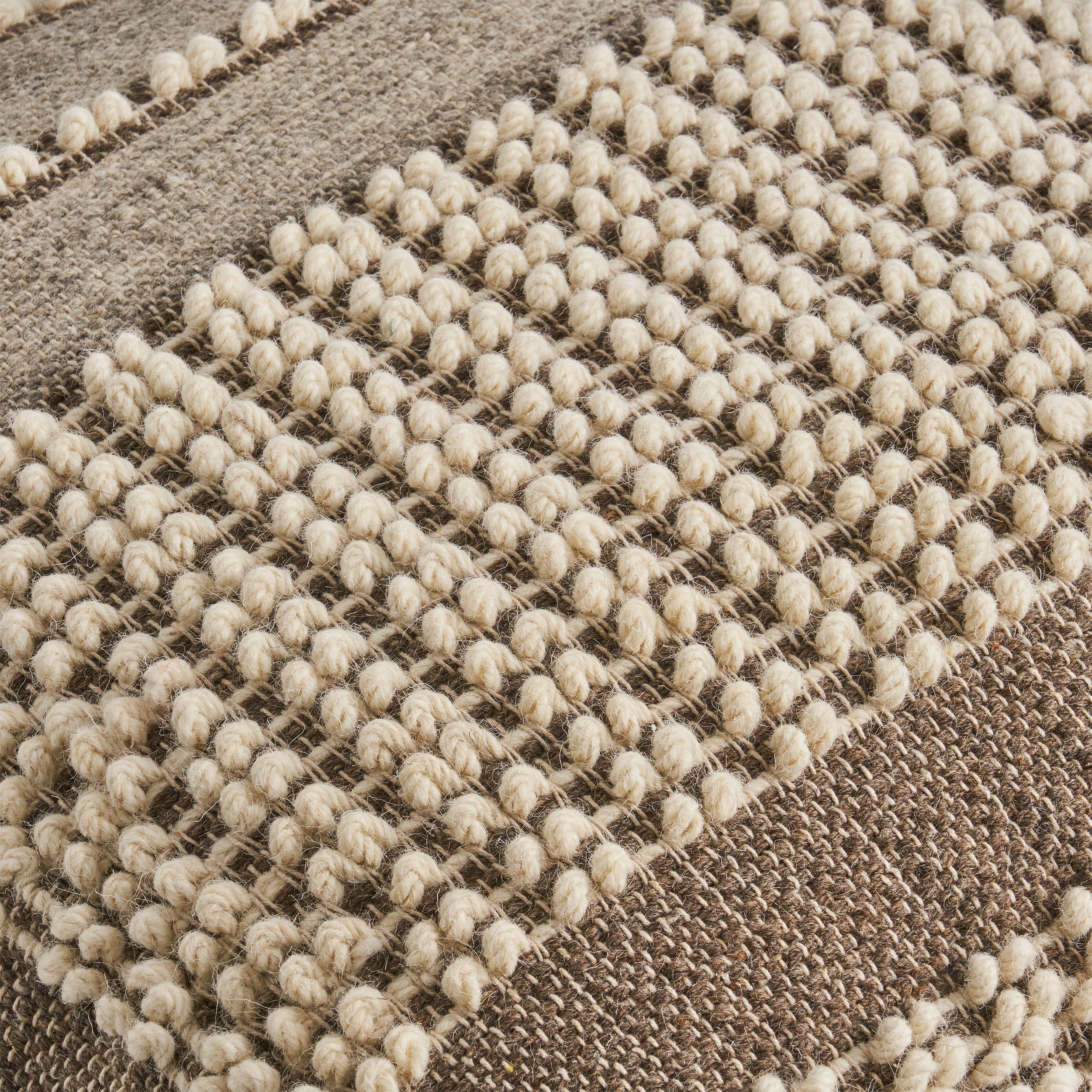 Rustic Wool and Cotton Large Pouf