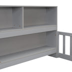 Twin Floor Bed with Bedside Bookcase, Shelves, Guardrails
