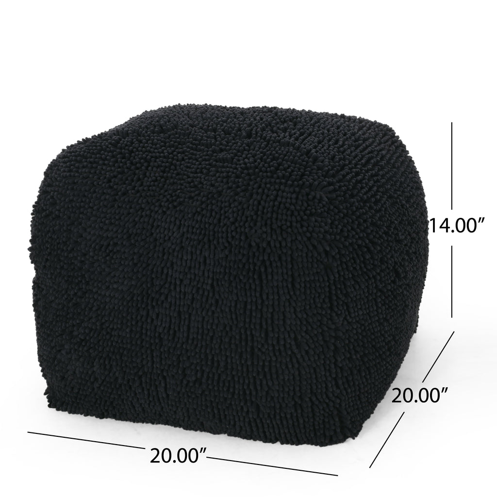 Spongy Microfiber Square Pouf, Dark