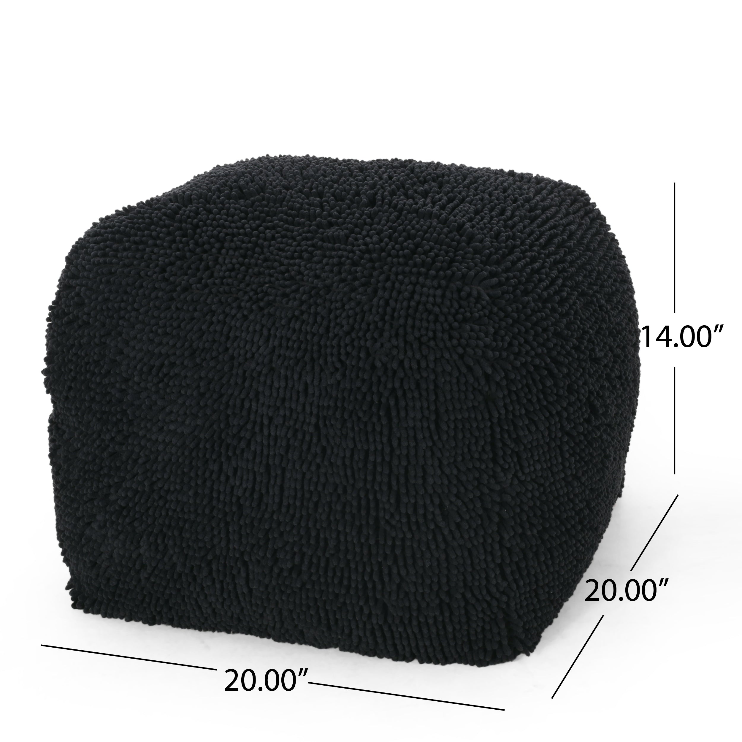 Spongy Microfiber Square Pouf, Dark