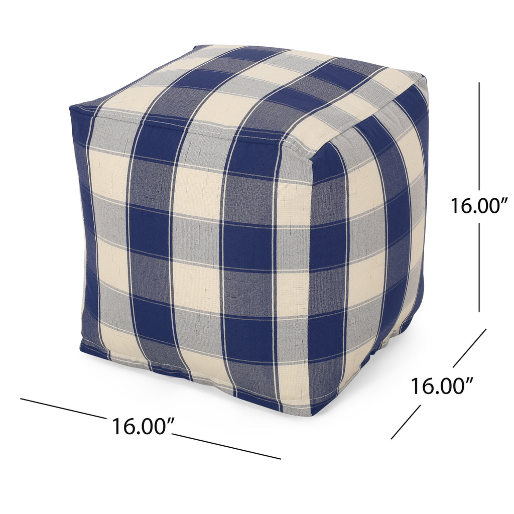 Connor Checkered Square Pouf