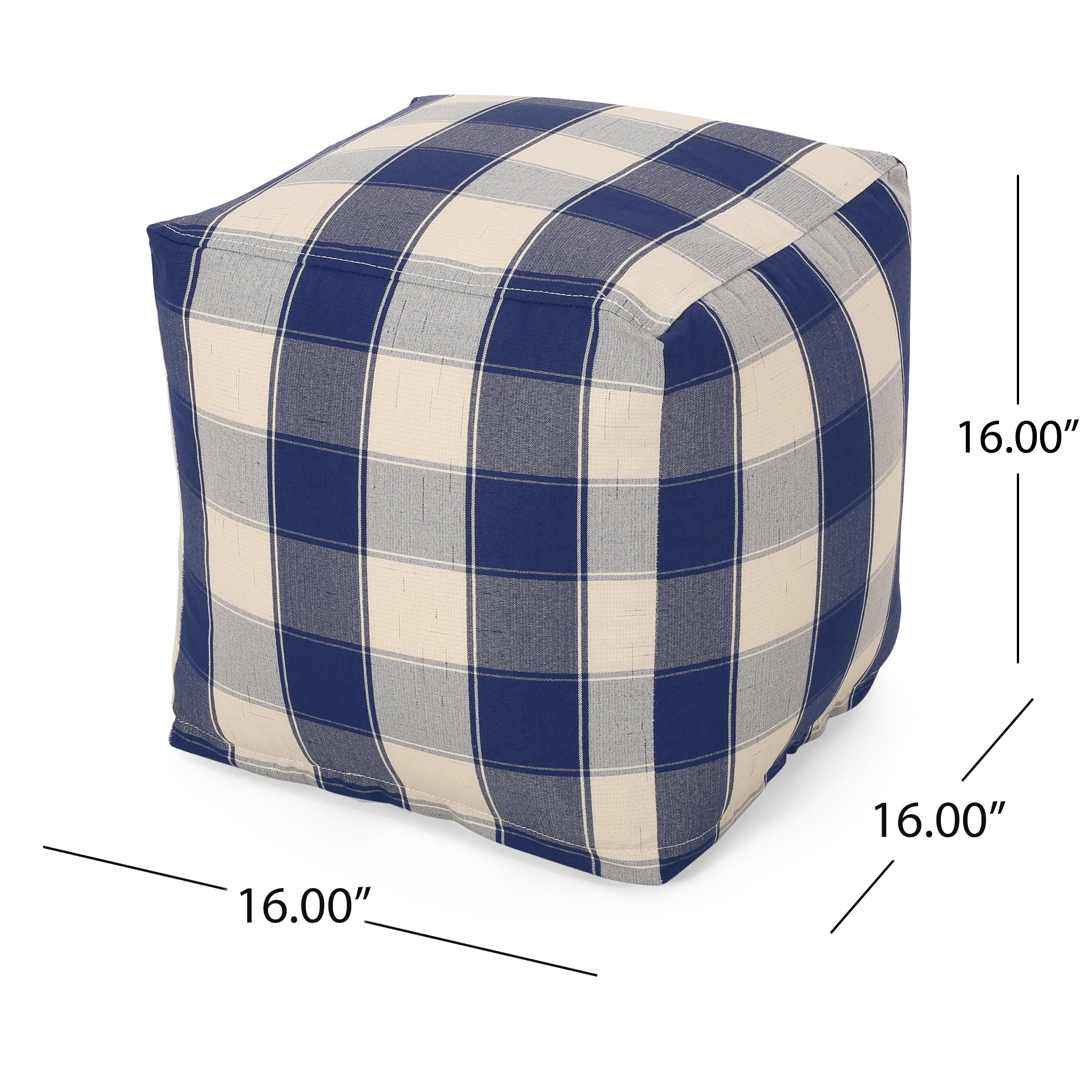 Connor Checkered Square Pouf