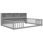 Full Floor Bed With Side Bookcase, Shelves & Guardrails