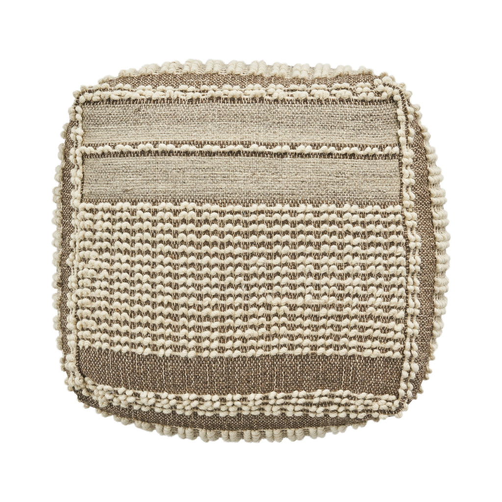 Rustic Wool and Cotton Large Pouf