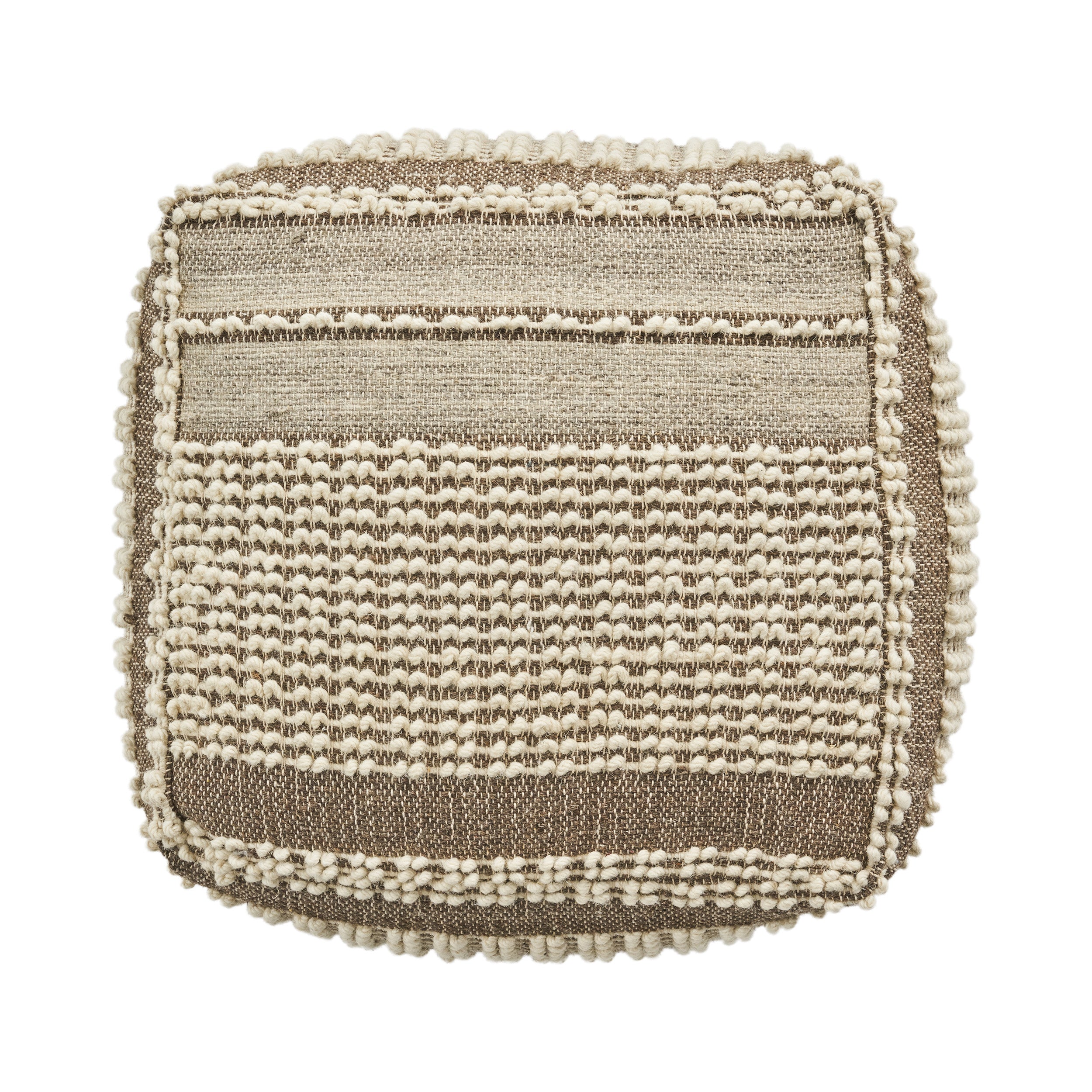 Rustic Wool and Cotton Large Pouf