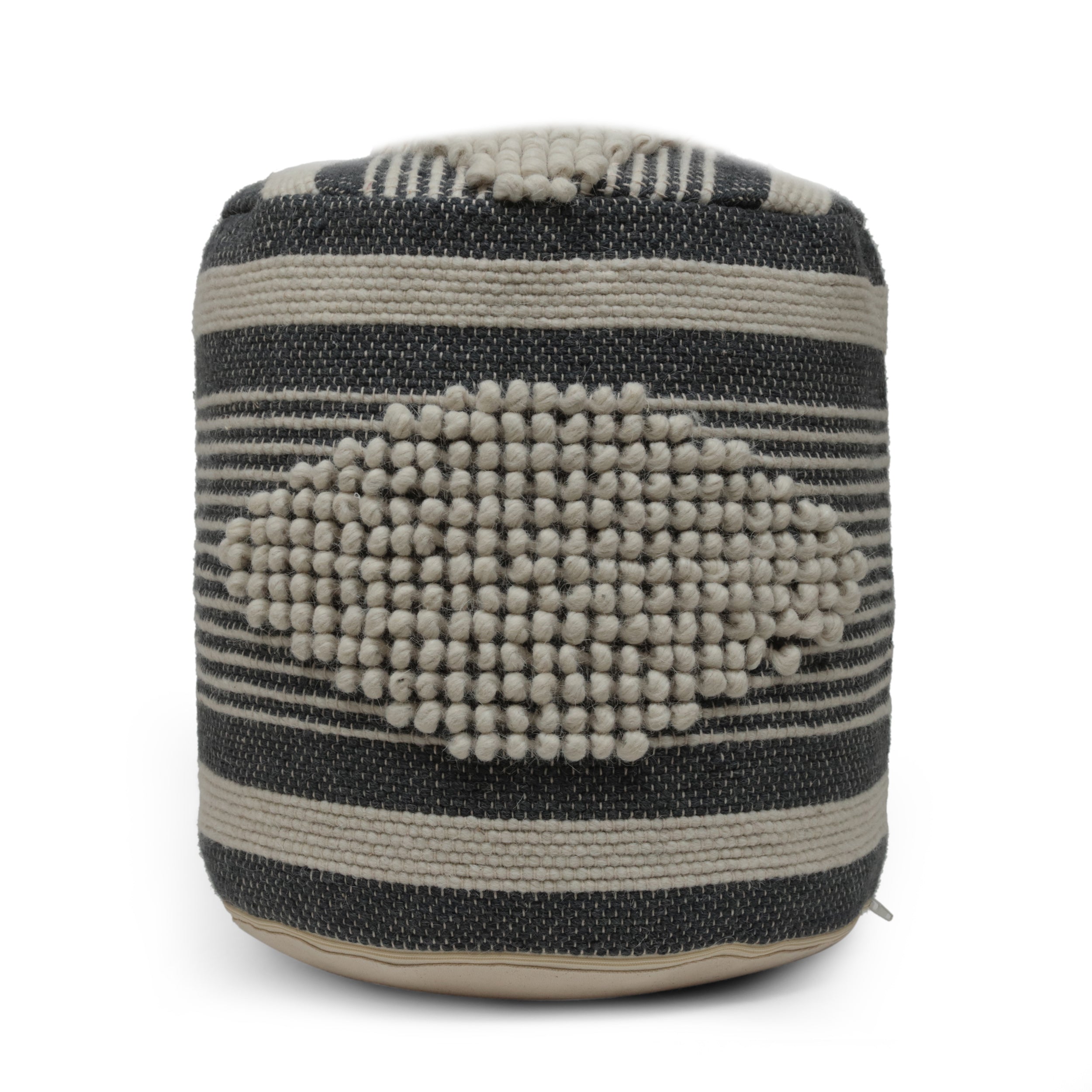 Diamond Handcrafted Fabric Cylindrical Pouf