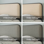 Modern Metal Bed Frame with Curved Upholstered Headboard and Footboard