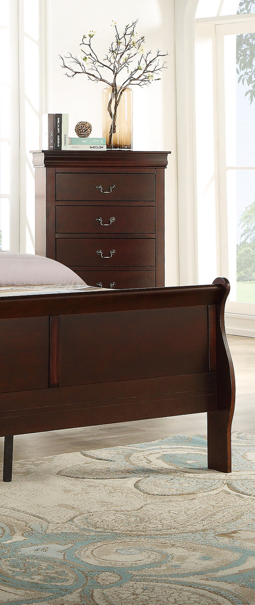 Cherry Finish Five Drawer Louis Philip Chest
