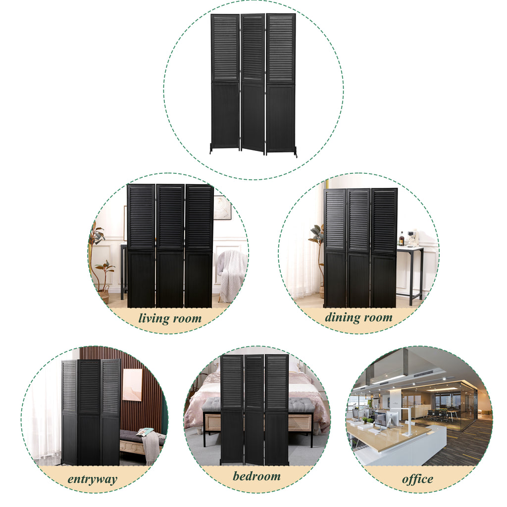 3 Panel Wood Folding Privacy Screen