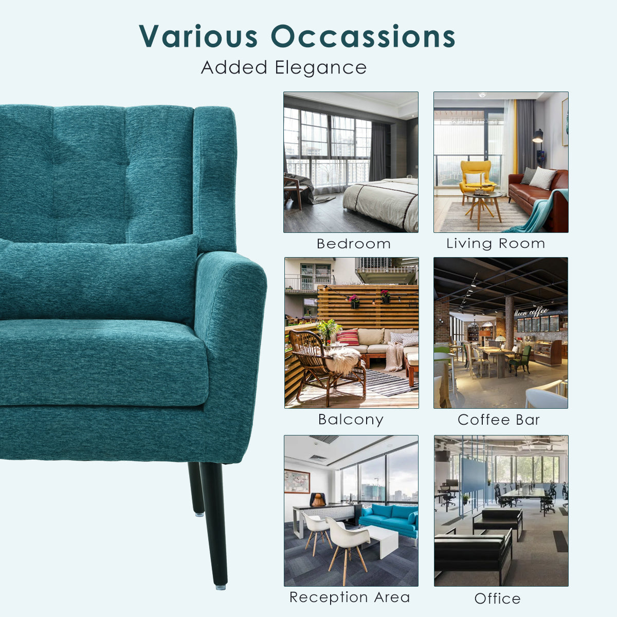 Modern Accent Chair Upholstered Foam Filled Living Room Chairs