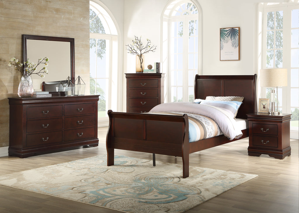 Cherry Finish Five Drawer Louis Philip Chest