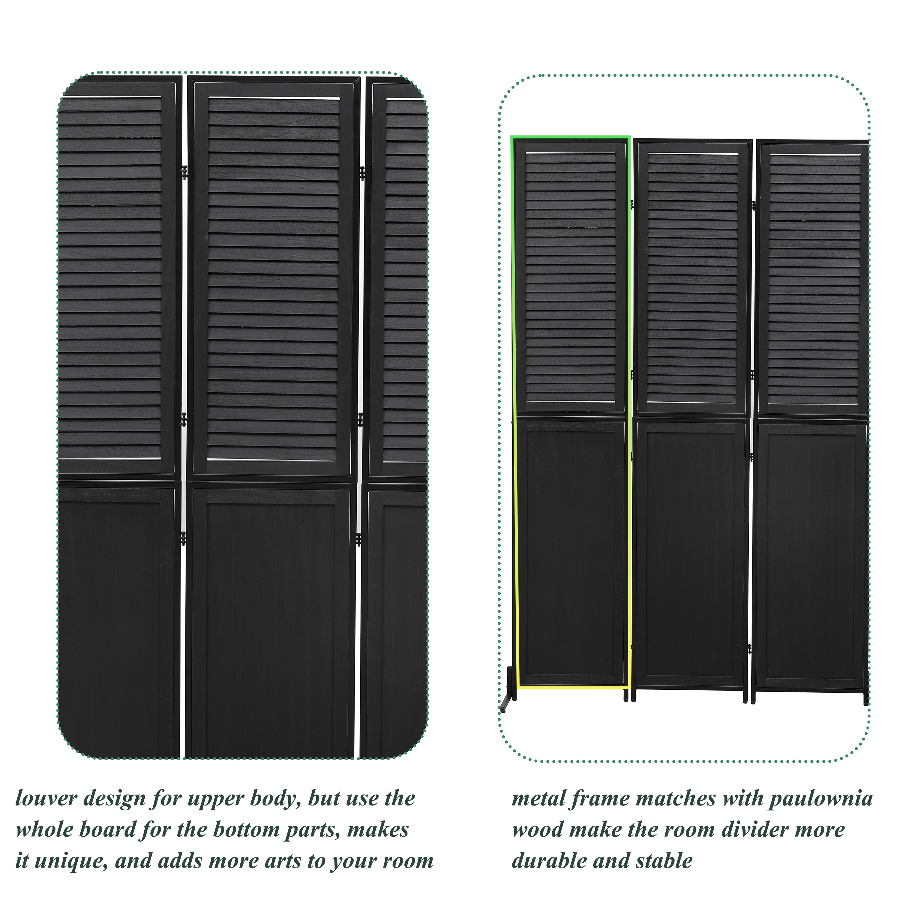 3 Panel Wood Folding Privacy Screen