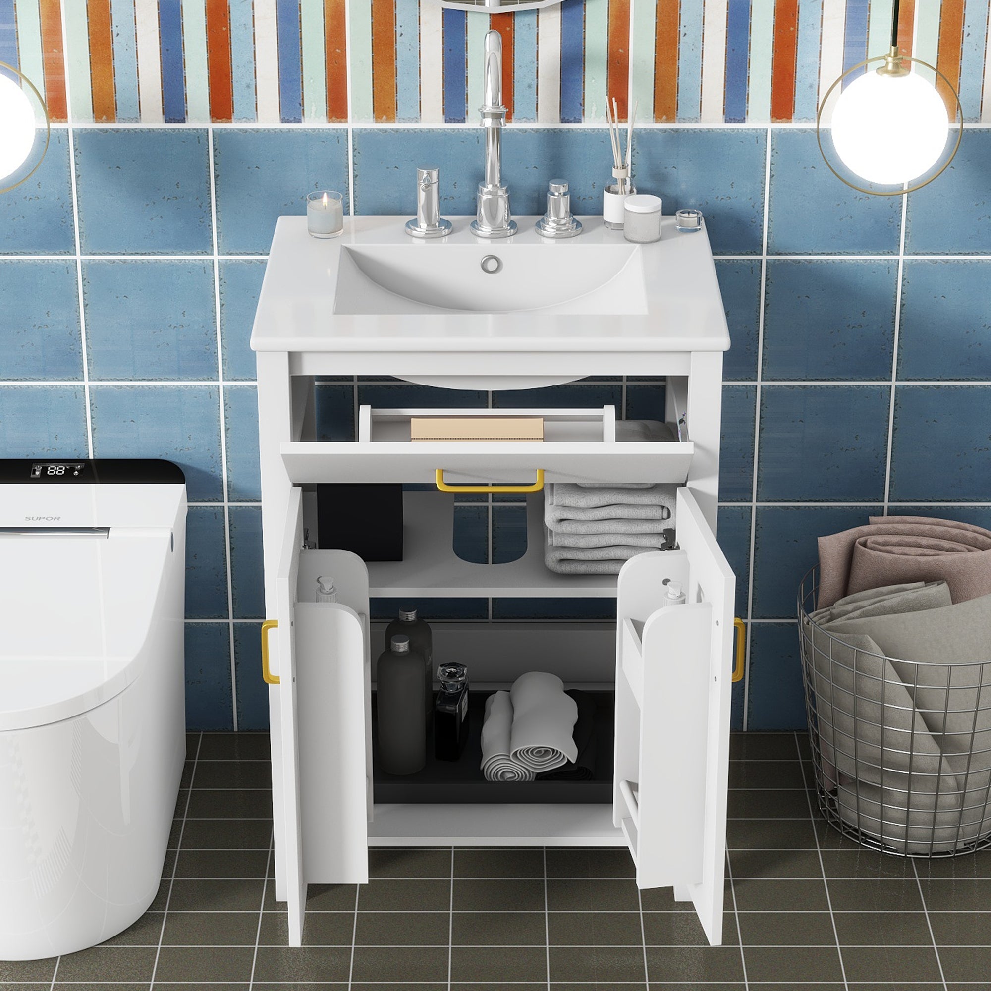 Luxurious 24" Bathroom Vanity Combo with Ceramic Sink