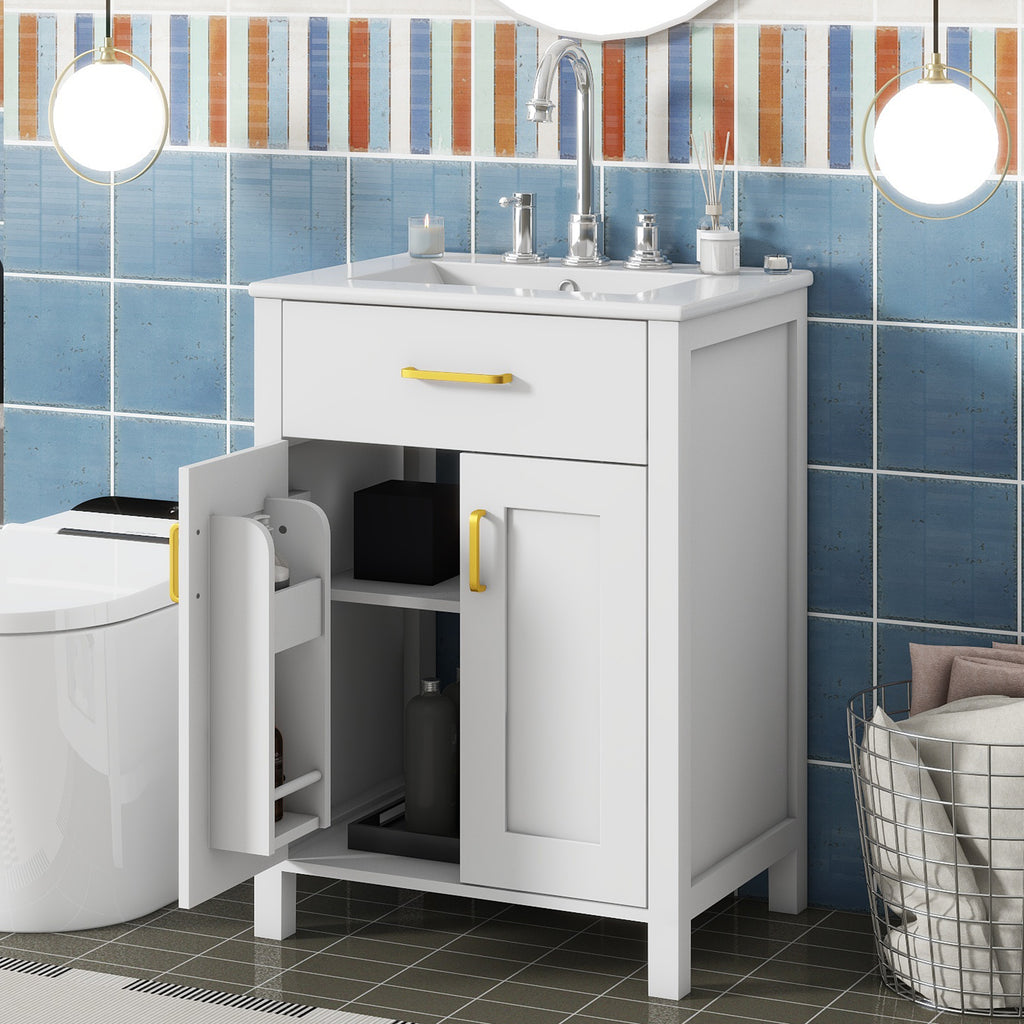 Luxurious 24" Bathroom Vanity Combo with Ceramic Sink