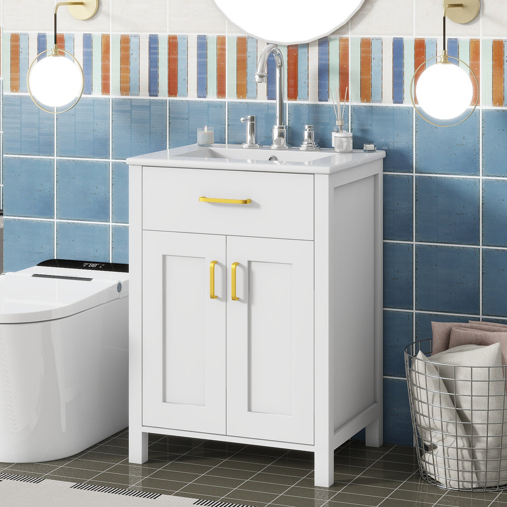 Luxurious 24" Bathroom Vanity Combo with Ceramic Sink
