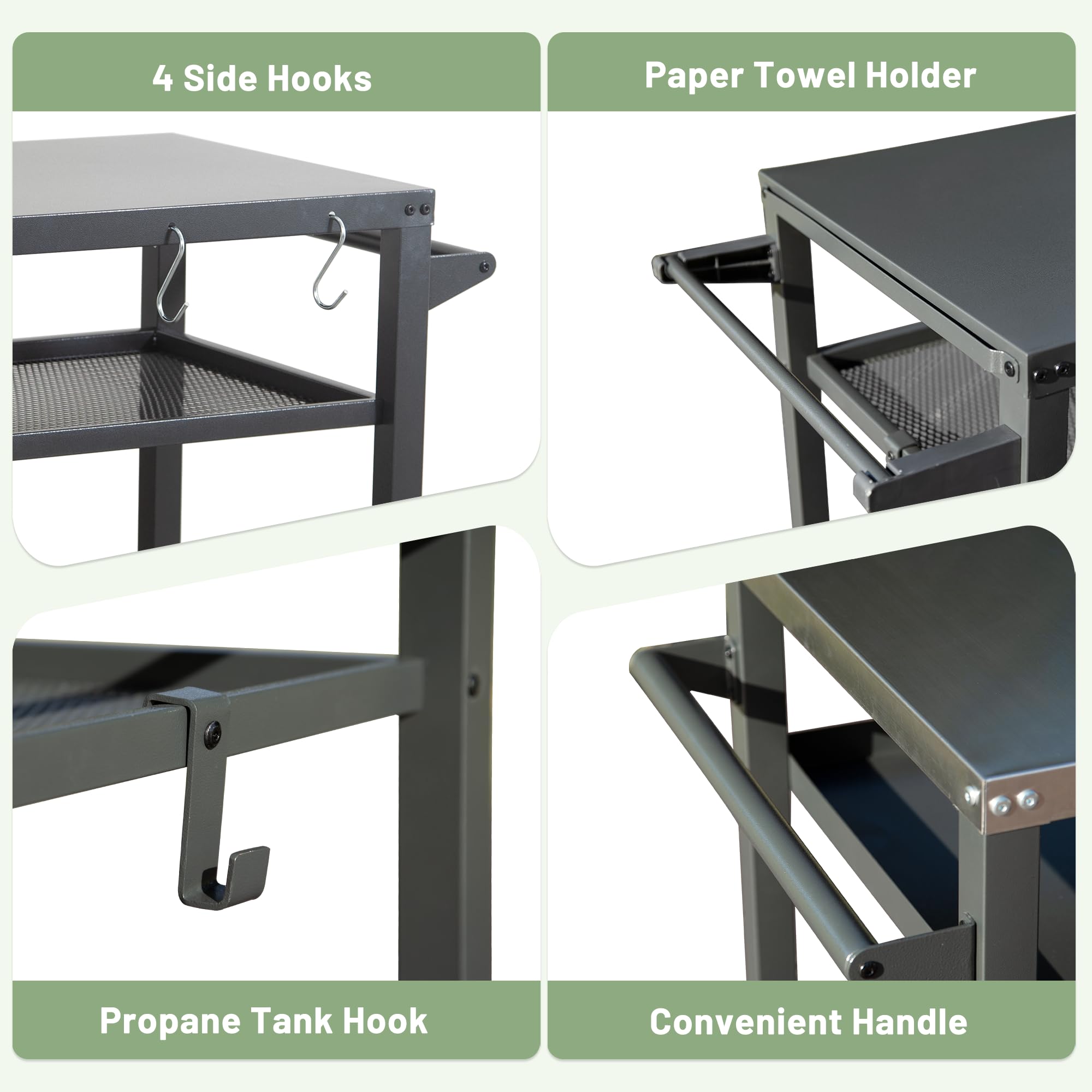 3-Shelf Outdoor Grill Table
