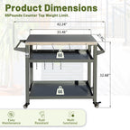 3-Shelf Outdoor Grill Table with Wheels