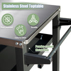 3-Shelf Outdoor Grill Table with Wheels
