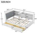 Wood Twin Size Platform Bed with Storage Headboard, Shelves and 2 Drawers