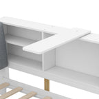 Wood Twin Size Platform Bed with Storage Headboard, Shelves and 2 Drawers