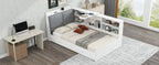 Wood Twin Size Platform Bed with Storage Headboard, Shelves and 2 Drawers