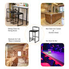 Black Bar Stool with Backrest Set of 2