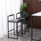 Black Bar Stool with Backrest Set of 2