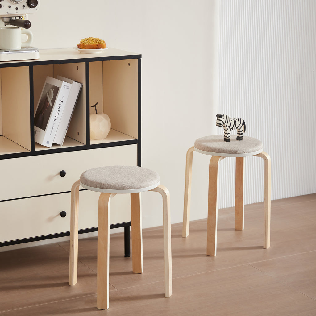 Set of 4 Stackable Bentwood Stools