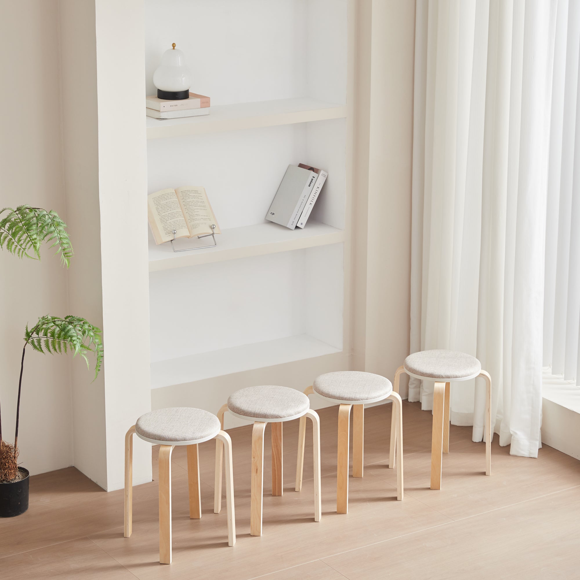 Set of 4 Stackable Bentwood Stools