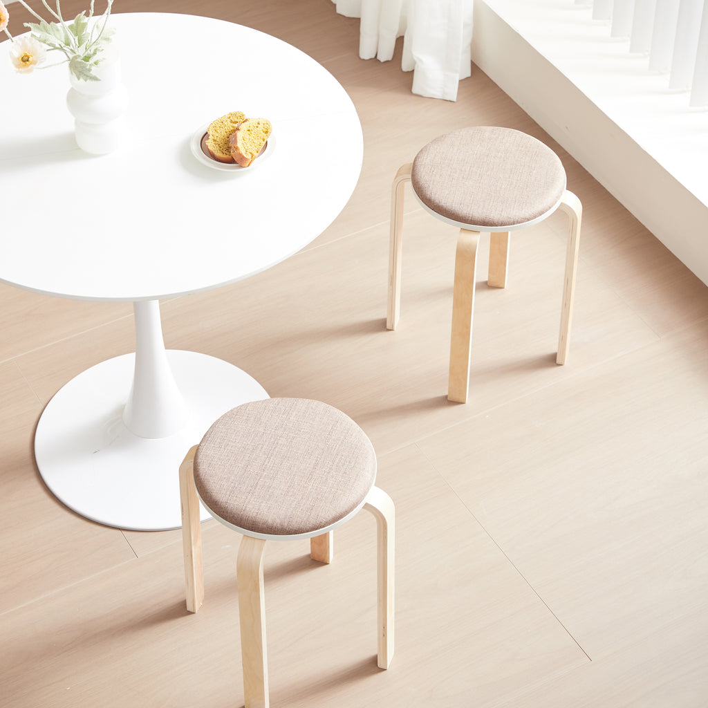 Set of 4 Stackable Stools, Round Backless Chairs for Dining Room, Kitchen