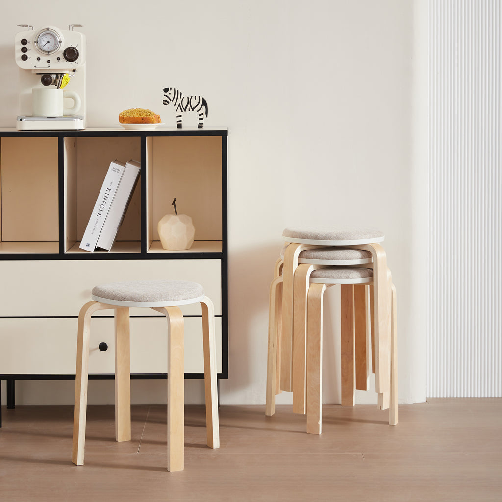 Set of 4 Stackable Bentwood Stools