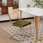 Dining Chairs Set of 2, Velvet Rattan Side Accent Chairs