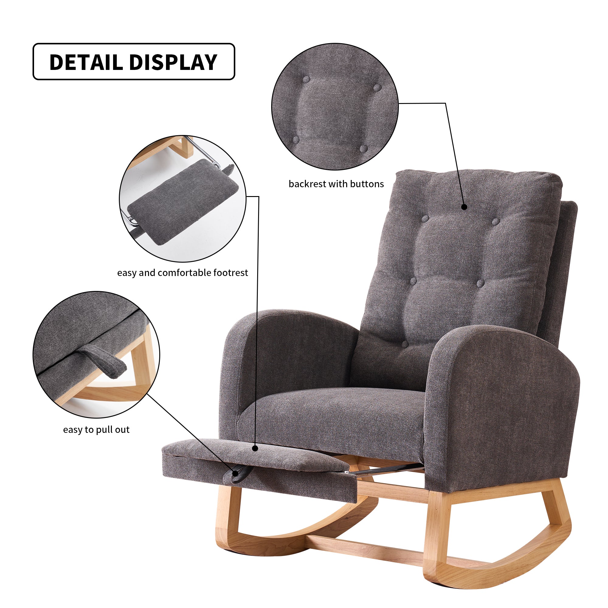LY-5104 Upholstered Rocking Chair