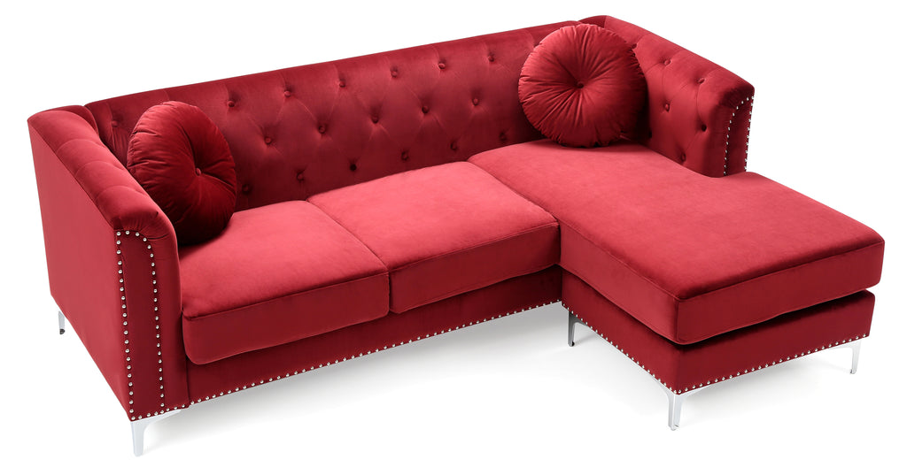 Elegant Burgundy Sofa Chaise